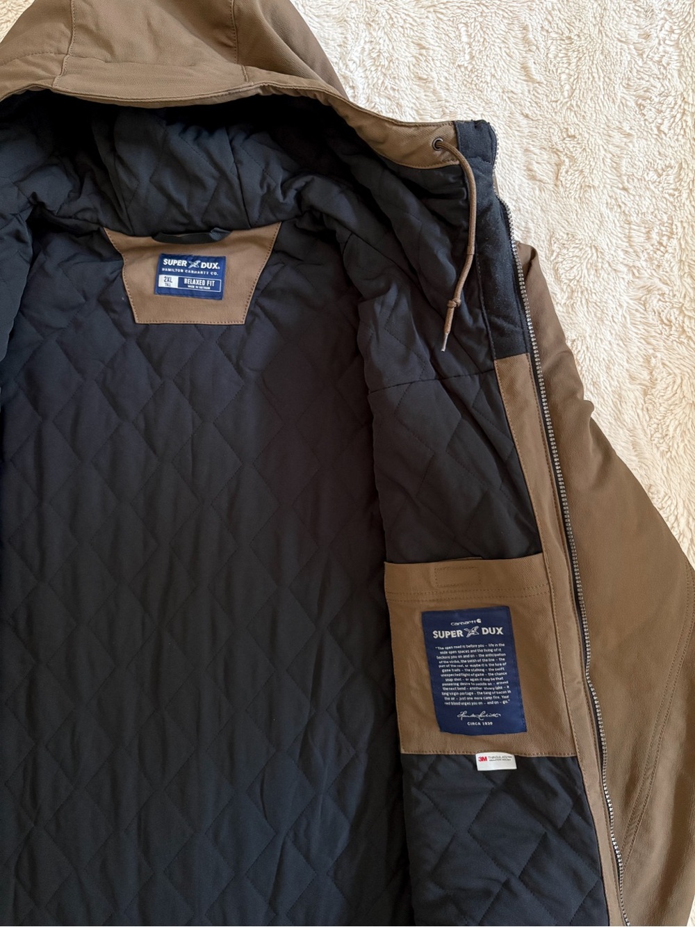 Carhartt Super Dux Jacket XXL Tall Brown Hooded Work Coat - Picture 5 of 6